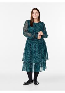 Платье Zizzi MIDI MIT PUNKTMUSTER, Ponderosa Pine Dot/Green