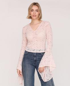 Женская блузка с V-образным вырезом и длинными рукавами Avec Les Filles, Light Pink