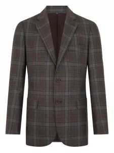 Пиджак из вирджинской шерсти в клетку Brooks Brothers, коричневый