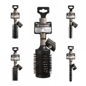 Круглая расческа с натуральной щетиной и дизайном «скелетон» Boreal