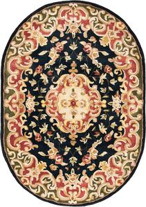 SAFAVIEH Classic Collection ковер, 138 x 199 см, овал, Black & Green, ручной работы традиционный Oriental шерстяной, идеален для помещений с высокой проходимостью в гостиной, спальне (CL234D)