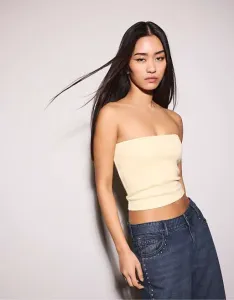 Топ-бандо Stradivarius Basic пастельного желтого цвета