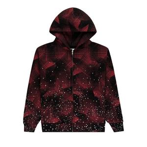 Худи Sp5der Star Plaid Full Zip Hoodie, Black