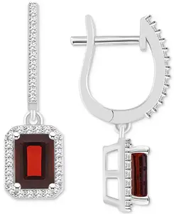 Серьги-Подвески с застежкой-галочкой из стерлингового серебра с родолитовым гранатом (2,5 карата) и бриллиантами (1/3 карата) (также с опалом, цитрином, перидотом, аметистом и голубым топазом) Macy'S, garnet