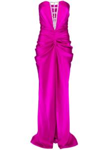 Ana Radu атласное платье с драпировкой и стразами, розовый