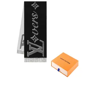 Шерстяной вязаный шарф Men's Black LOUIS VUITTON, черный