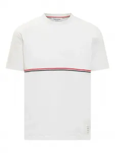 Футболка с отделкой в полоску Thom Browne, белый