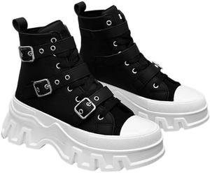 Женские готические ботильоны на платформе с пряжками, массивными каблуками, панк-ботинки в стиле мото Generic, White