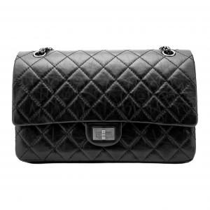 Chanel 255 Сумка через плечо из телячьей кожи, средняя, женская, черная