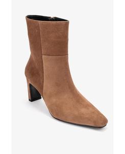 Женские кожаные ботинки на блочном каблуке Kyoto Forever & Always Shoes, Cognac suede leather