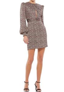 Черное мультицветное платье с цветочным принтом и буфчатыми рукавами Mac Duggal