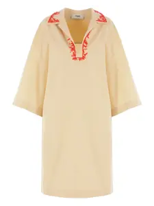 Платье с вышивкой FENDI, желтый