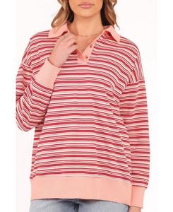 Женская трикотажная футболка с длинными рукавами Beau Petal and Pup, Pink stripe