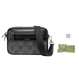 VANESSA HOGAN Модная мужская сумка из коровьей кожи небольшая квадратная сумка через плечо на пояс черная, Black