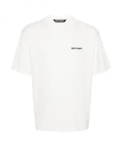 Классическая облегающая футболка с логотипом, цвет кремовый Palm Angels, белый