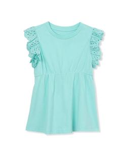 Детский топ с коротким рукавом и баской Lands' End, Aruba blue