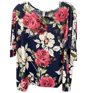 Женский цветочный топ в темно-синем цвете Honeyme