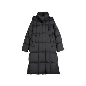 ELLE Пуховик Women's Black Hooded Moderate Down Coat