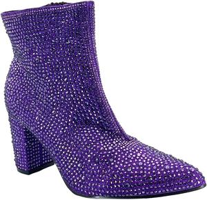 Женские ботильоны ABSOLEX с заостренным носком, стразами и средним каблуком, Violett