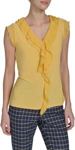 Женская блузка без рукавов Tommy Hilfiger с рюшами спереди из микс-медиа, Deep Maize