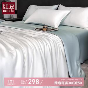 Red Bean Home Textiles Летнее одеяло из тенселя Cool-Touch, комплект из 4 предметов (одеяло 200х230 см, простыня, наволочки), цвет Xinyu-Yuanqi White Peach-Sea Salt Blue