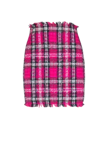 Короткая блестящая твидовая юбка Balmain, розовый