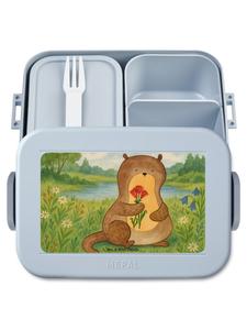 Mr. & Mrs. Panda Хлебница в форме выдры с изображением букета (без надписи) пастельно-голубого цвета