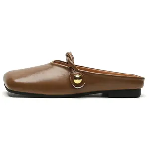 Женские сандалии с закрытым носком, резиновая подошва, металлическая, противоскользящая Lan Miao, Brown