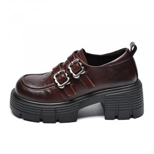 Женские повседневные туфли 6,5 см ZHR, коричневый with Naughty Buckle-JF127