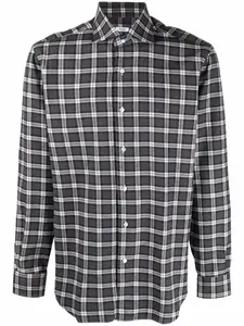 Рубашка в клетку Barba, серый