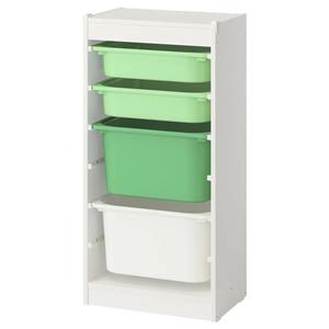 Комбинация для хранения с ящиками TROFAST IKEA, 46x30x95 см, цвет white light green/bright green white