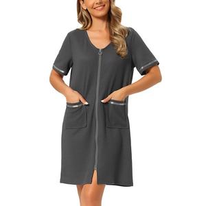 Женский халат с молнией спереди, воротник-стойка, с карманами, мягкая домашняя одежда Inspire Chic, Green