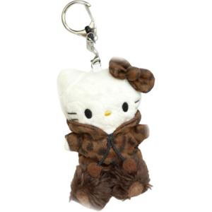 Игрушка Hello Kitty плюшевый брелок кукла подвеска высота 9см Sanrio, коричневый leopard print top