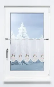 Штора для кафе, кружево Плауэн, форма колокольчика (Ш x В) 99 см * 40 см, красный/разноцветный Plauener Spitze