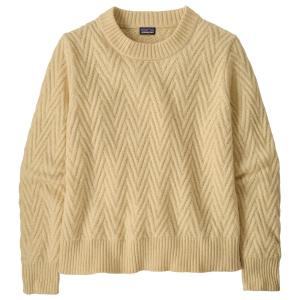 Женский свитер с круглым вырезом из переработанной шерсти - шерстяной свитер Patagonia, Chevron Cable: Dark Natural