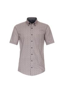 Мужская повседневная рубашка с коротким рукавом и принтом, повседневный крой CASAMODA, коричневый