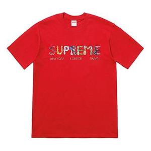 Футболка ss18 rocks tee red alphabet logo short sleeve Supreme, красный