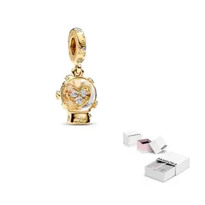 Pandora Позолоченные подвески из медного серебряного сплава со стеклом и синтетическим фианитом для женщин gold