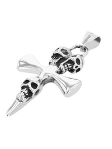 Adeliás Мужской кулон - крест из нержавеющей стали, серебристый