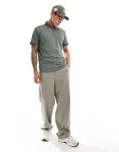 Рубашка-поло Selected с застежкой-молнией на половину длины зеленого цвета