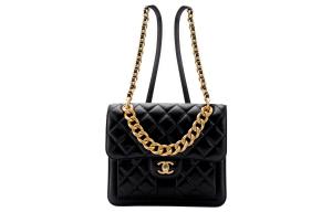 CHANEL Женский черный рюкзак из коровьей кожи с клапаном