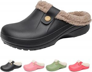 Зимние меховые сабо с утеплителем для женщин и мужчин Baimiu, черный/серый