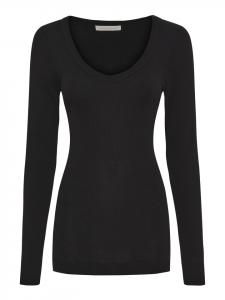 Seamless Basic Ретро-футболка с V-образным вырезом, черная