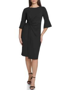 Платье-футляр миди с узлом спереди Kensie, черный