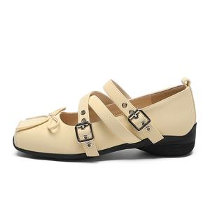 Плоские туфли Мэри Джейн для женщин ZHR, Lemon