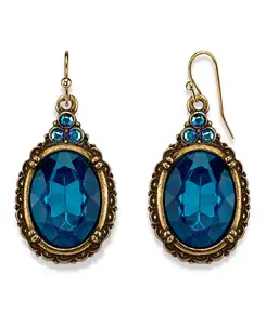 Серьги-Подвески овальной формы из полированной латуни цвета индиголита с акцентом на ab 2028, blue