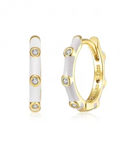 Детские серьги-кольца с кубическим цирконием, покрытые 14-каратным золотом и цветной эмалью Gigigirl, white