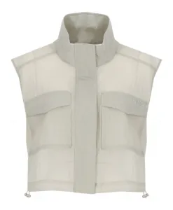 Серый пуловер без рукавов с высоким воротником Pinko, серый