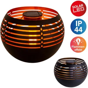 Настольный уличный светильник näve LED Солнечный светильник, светодиодный модуль 1 шт., теплый белый с эффектом пламени, сдвижной выключатель, железо/пластик, черный/золотой Näve, черный