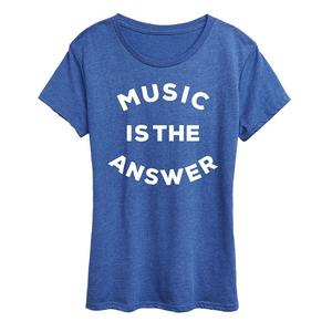 Женская футболка с рисунком Music is the Answer, цвет Heather Royal Blue